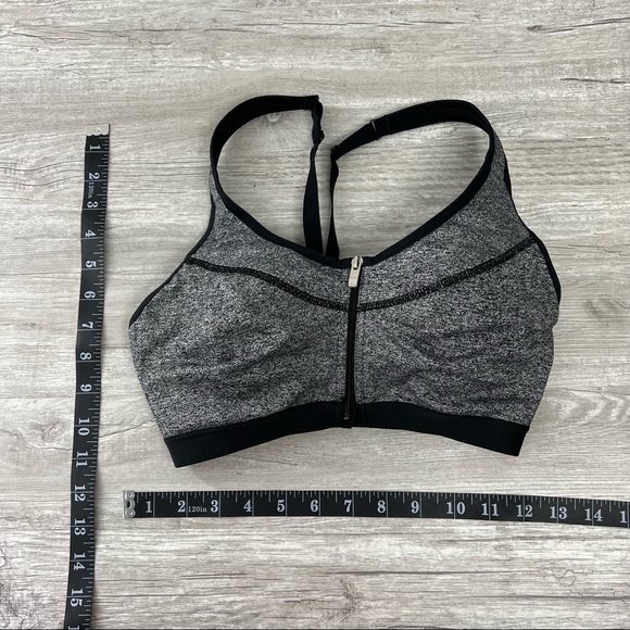 Victoria's Secret VSX Knockout Front Zip Sports Bra 32D Gray Black Padded - Picture 7 of 9